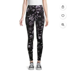 No Bounderies Juniors Size Large L 11-13 Black Halloween Velour Leggings Skull